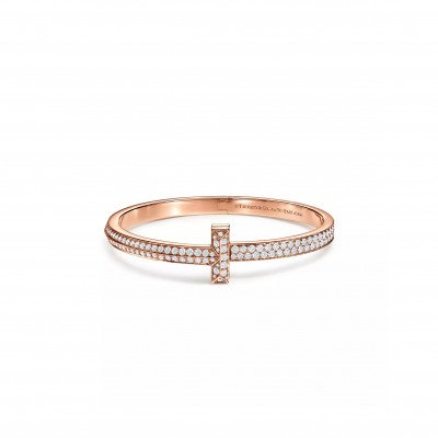 TIFFANY T1 WIDE DIAMOND HINGED BANGLE IN ROSE GOLD 68127289